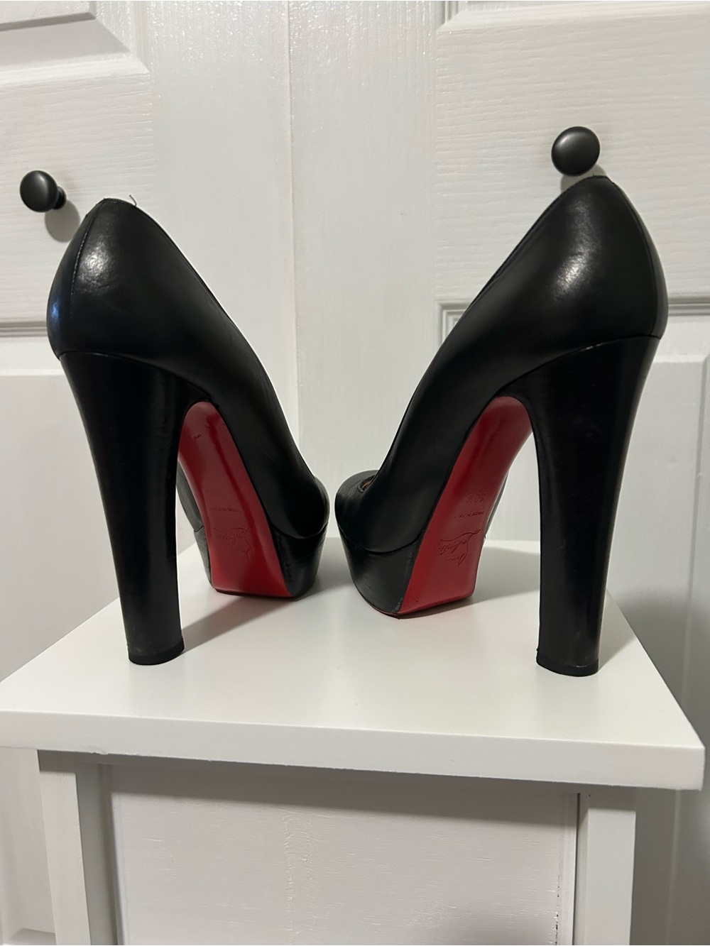 Christian Louboutin Black Leather Pumps with Signature Red Sole